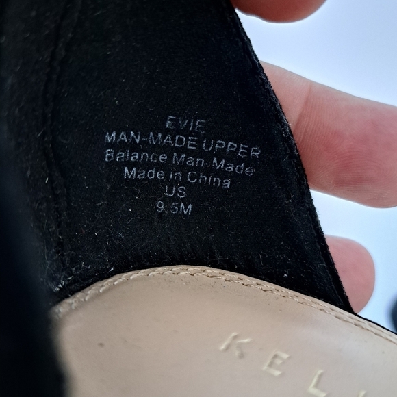 Kelly & Katie Evie Black Strappy‎ Gold Accent Faux Suede Pumps - Picture 8 of 12